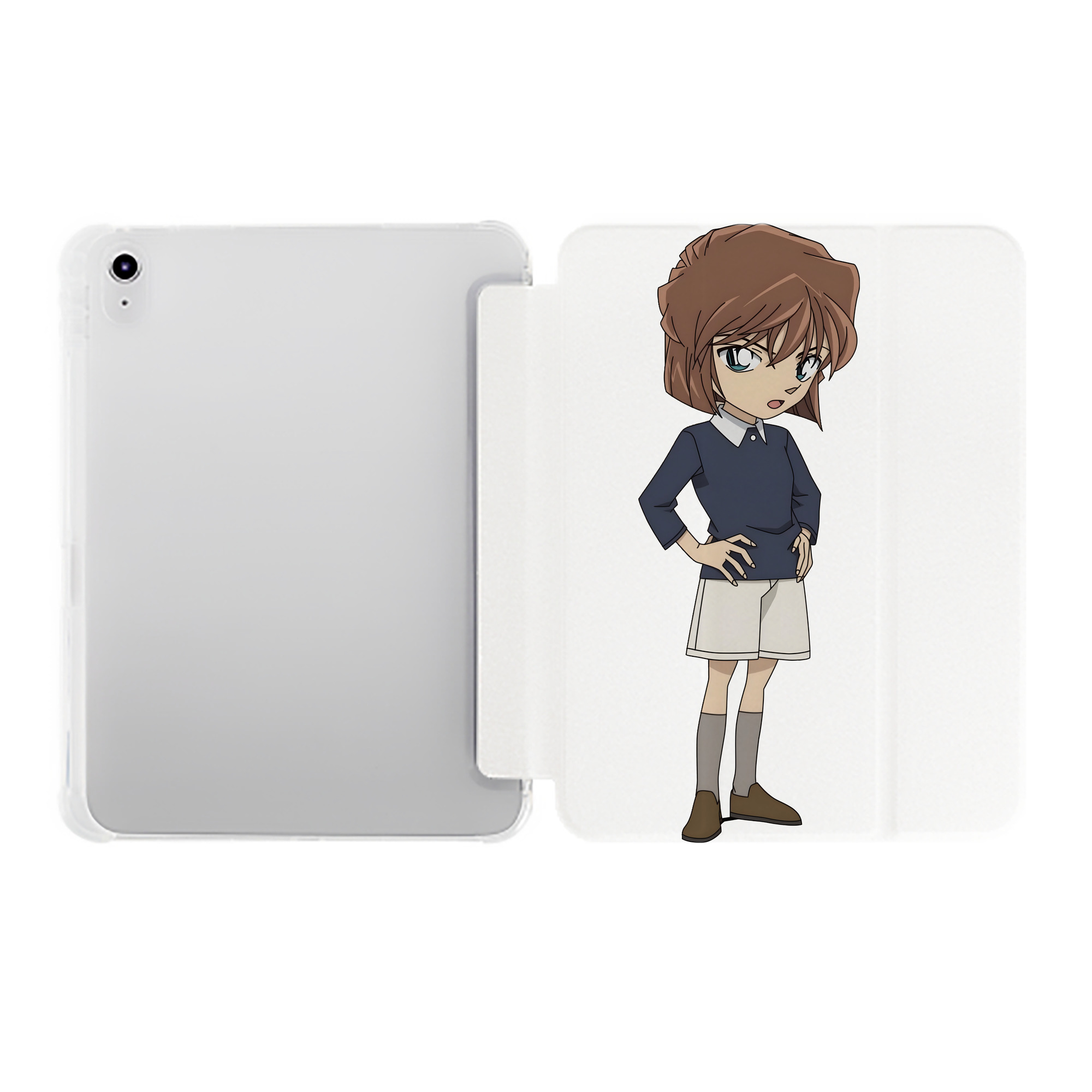 （画像用） 名探偵コナン 灰原 哀 はいばら あい Detective Conan Anita Hailey、Vi Graythorn Haibara Ai IPad ケース ペン収納付き 三つ折りスタンド PUレザー×シリコン 対応機種9.5/10.5/10.9インチ